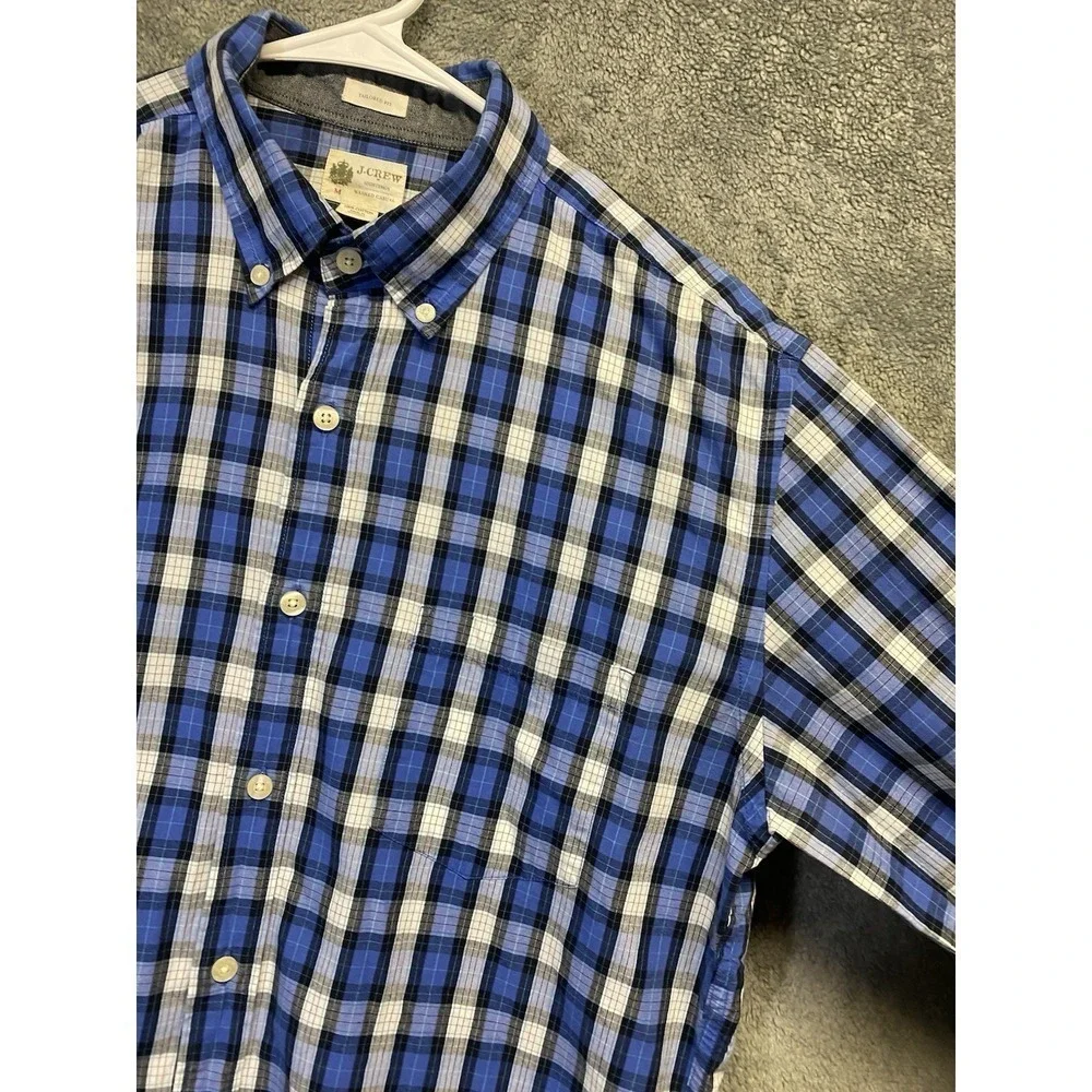 J.Crew Men Plaid Tailored Fit Long Sleeve Button-Down Shirt Blue Size M